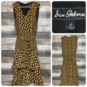 Sam Edelman Midi Floral Dress Women’s 10 Tied Waist 100% Polyester